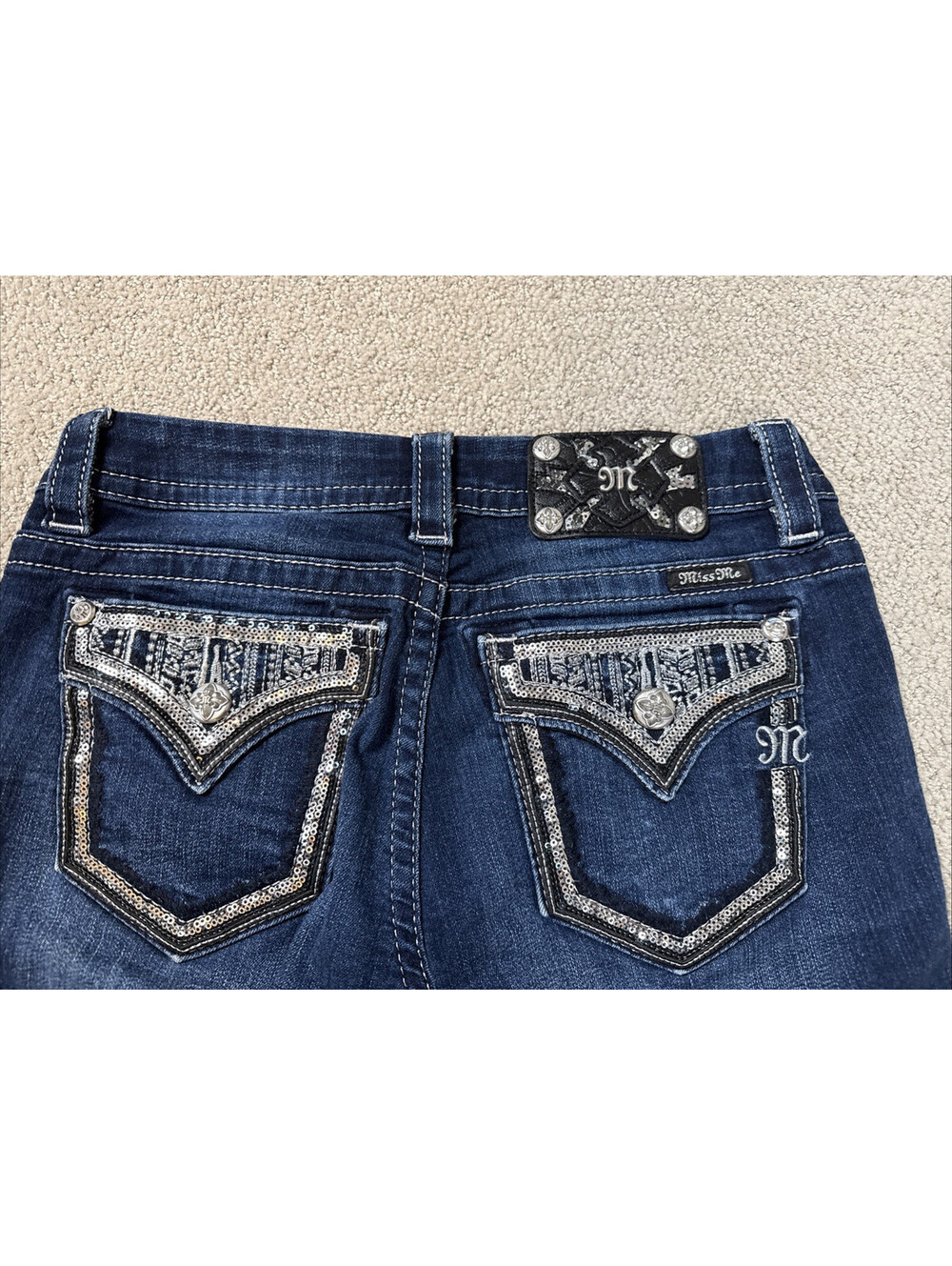 Miss Me Mid Rise Easy Skinny Jeans Womens 26 Blue Dark Wash Slim Stretch Denim